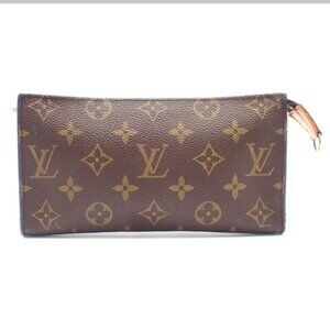 LOUIS VUITTON LV Logo Bucket GM Pouch Bag Monogram Leather Brown Gold 66KC145